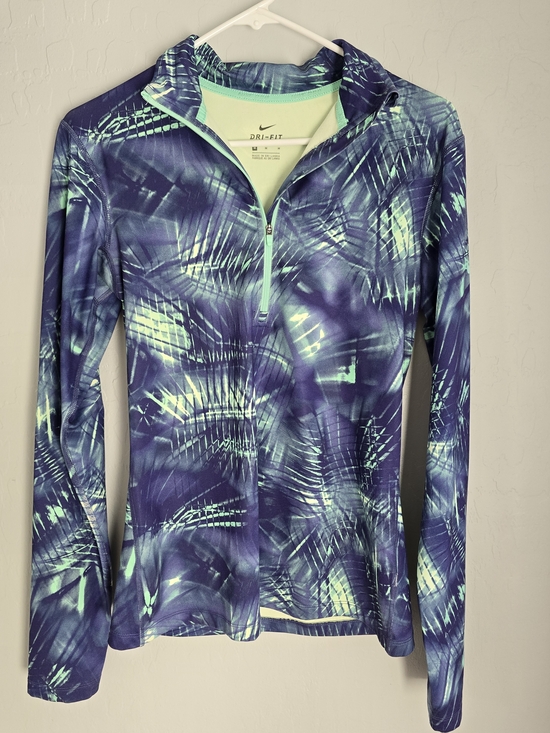 Nike Tops - Nike Dri-FIT Women's Long-Sleeve Half-Zip Top - Teal & Navy